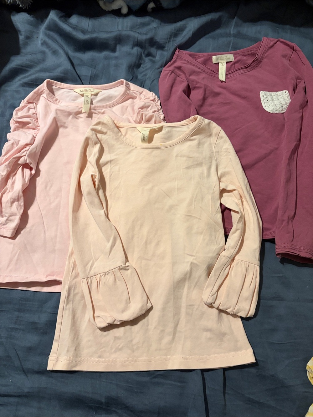 Matilda Jane Girls' Long Sleeve Tees in Light Pink and Mauve Set